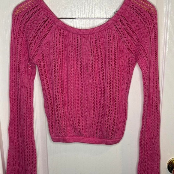 Pink‎ long sleeve cropped top Juniors XL - Picture 1 of 6